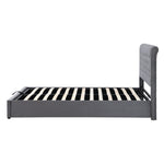 Upholstered Bed 140x190cm Hydraulic Storage Studded - Velvet Grey