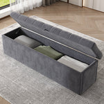 Upholstered Bed with Hydraulic Storage and Bench, 140x200cm, Grey Velvet