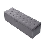 Upholstered Bed 140x200cm Hydraulic Storage with Upholstered Bench - Velvet Grey