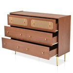 Chest of Drawers, 6 Drawer Rattan Sideboard, Walnut