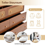 Chest of Drawers, 6 Drawer Rattan Sideboard, Walnut