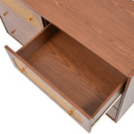 Chest of Drawers, 6 Drawer Rattan Sideboard, Walnut