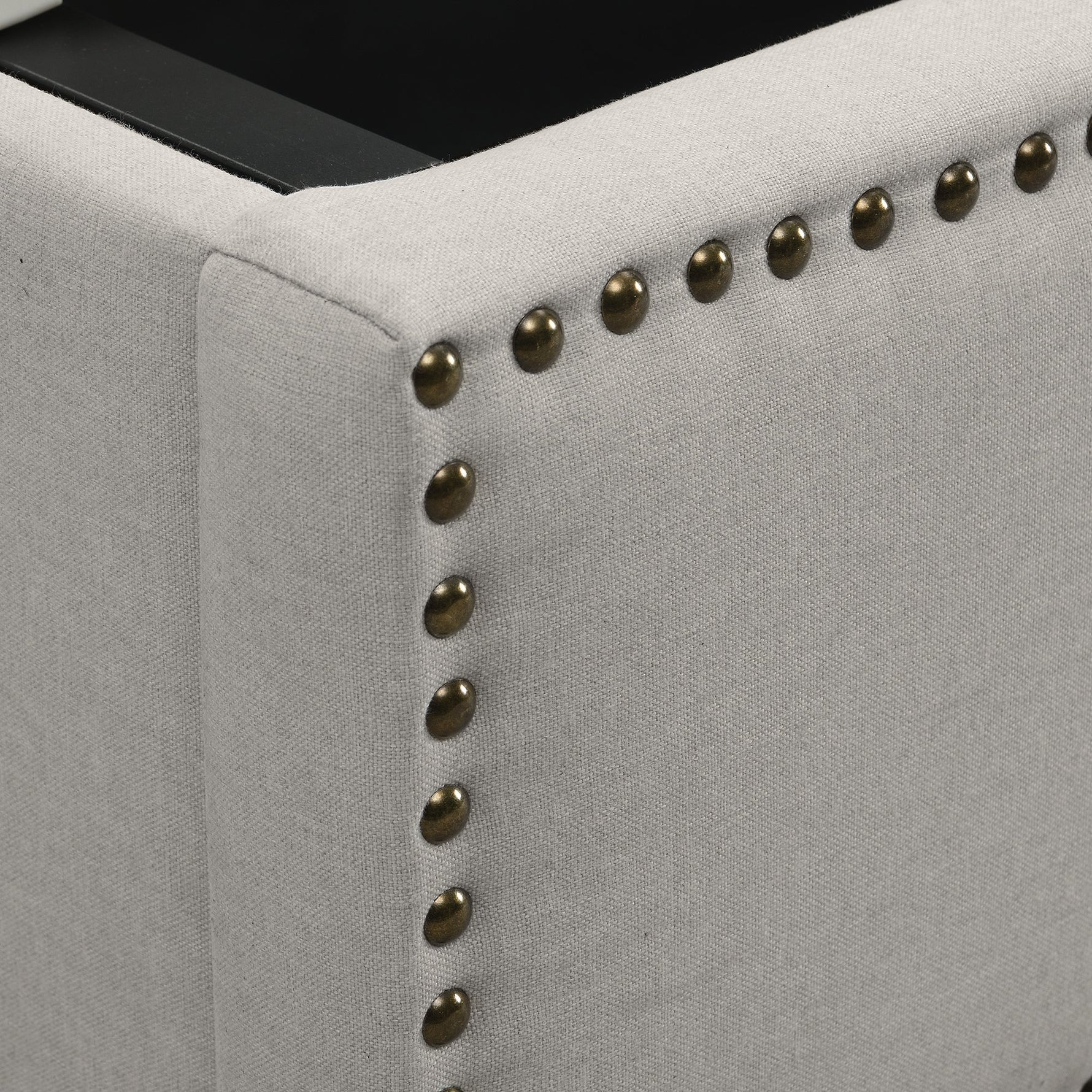 Upholstered Bed 180x200cm Hydraulic Storage Studded - Cotton-Linen Light Grey