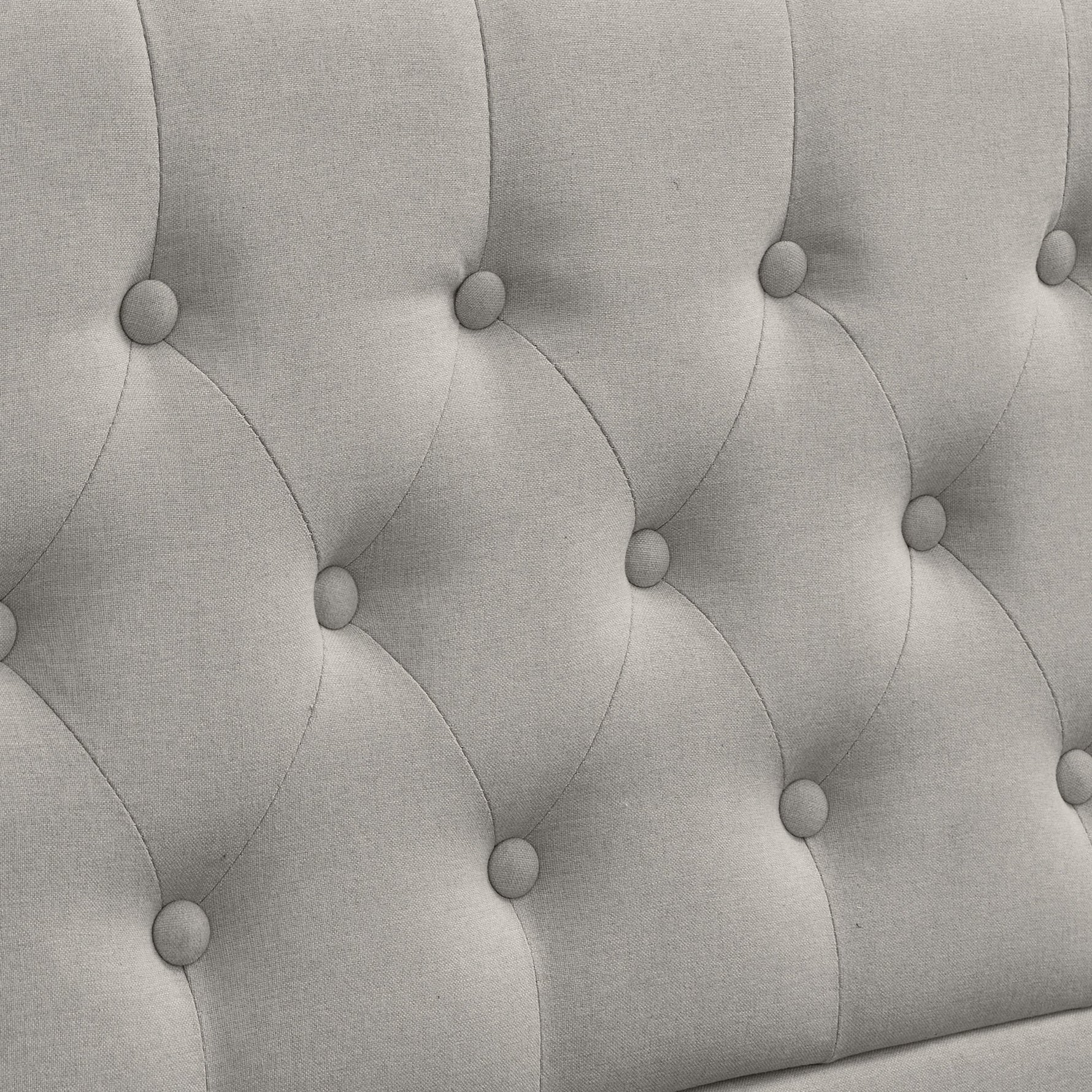 Upholstered Bed 180x200cm Hydraulic Storage Studded - Cotton-Linen Light Grey