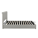 Upholstered Bed 180x200cm Hydraulic Storage Studded - Cotton-Linen Light Grey