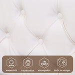 Upholstered Bed 140x200cm Functional Storage LED - White PU