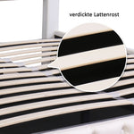 Upholstered Bed 140x200cm Functional Storage LED - White PU