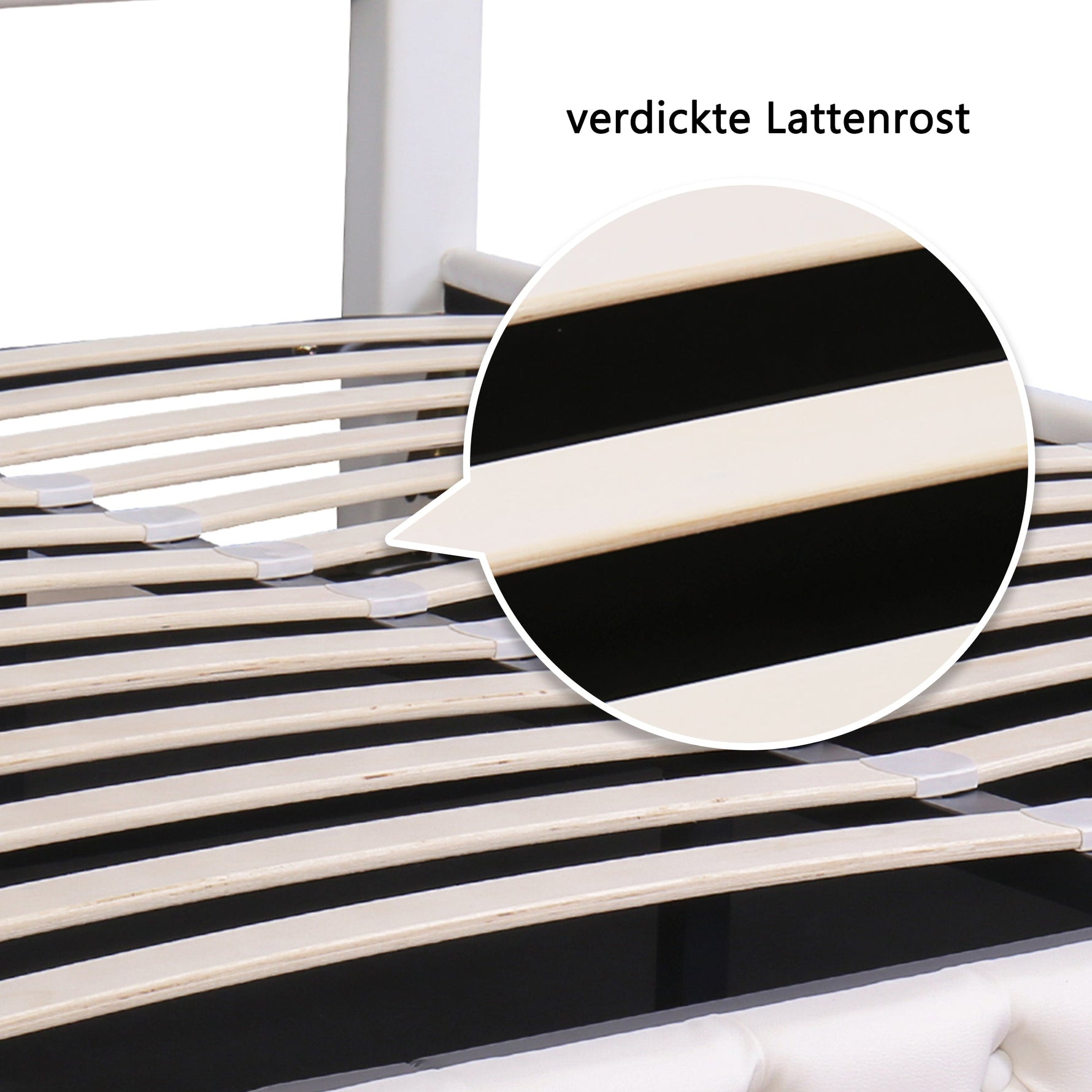 Upholstered Bed 140x200cm Functional Storage LED - White PU