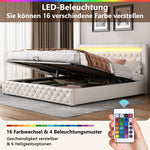 Upholstered Bed 180x200cm Functional Storage LED Slatted Frame - White PU