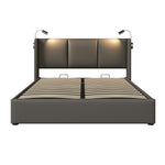 Upholstered Double Bed 160x200 Storage Reading Light Headboard PU