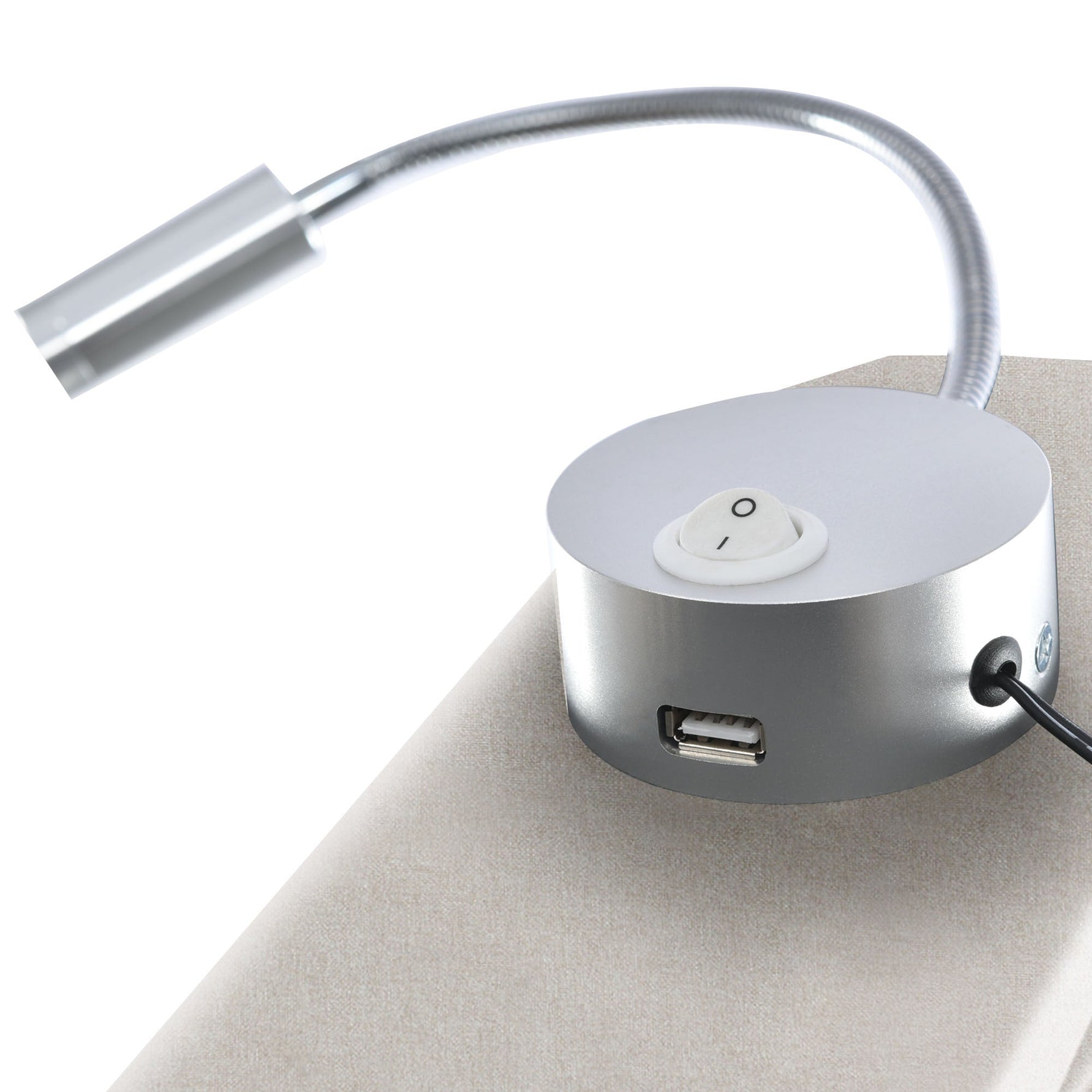 Upholstered Bed 140x200 Storage USB Reading Light, Linen Fabric