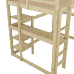 Children's Bunk Bed with Desk and 4 Storage Compartments, 140 x 200 cm, Pine Natural