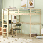 Children's Bunk Bed with Desk and 4 Storage Compartments, 140 x 200 cm, Pine Natural