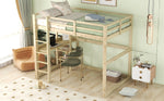 Children's Bunk Bed with Desk and 4 Storage Compartments, 140 x 200 cm, Pine Natural