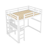 Loft Bed 140x200cm Storage Desk 4 Compartments - White Pine