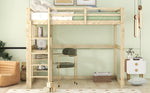 Children's Bunk Bed with Desk and 4 Storage Compartments, 140 x 200 cm, Pine Natural