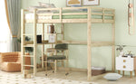 Children's Bunk Bed with Desk and 4 Storage Compartments, 140 x 200 cm, Pine Natural