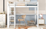 Loft Bed 140x200cm Storage Desk 4 Compartments - White Pine
