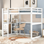 Loft Bed 140x200cm Storage Desk 4 Compartments - White Pine