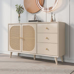 Sideboard Storage TV Table with Drawers & Doors, Large Capacity, Off-White Cream 120cm