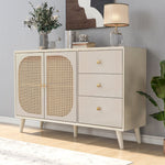 Sideboard Storage TV Table with Drawers & Doors, Large Capacity, Off-White Cream 120cm