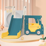 Children's Slide 4-in-1 Set with Bus Activity Ladder Basketball Hoop, high-density polyethylene