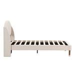 Upholstered Single Bed 90x200cm with Slatted Base Headboard Easy Assembly Velvet Beige
