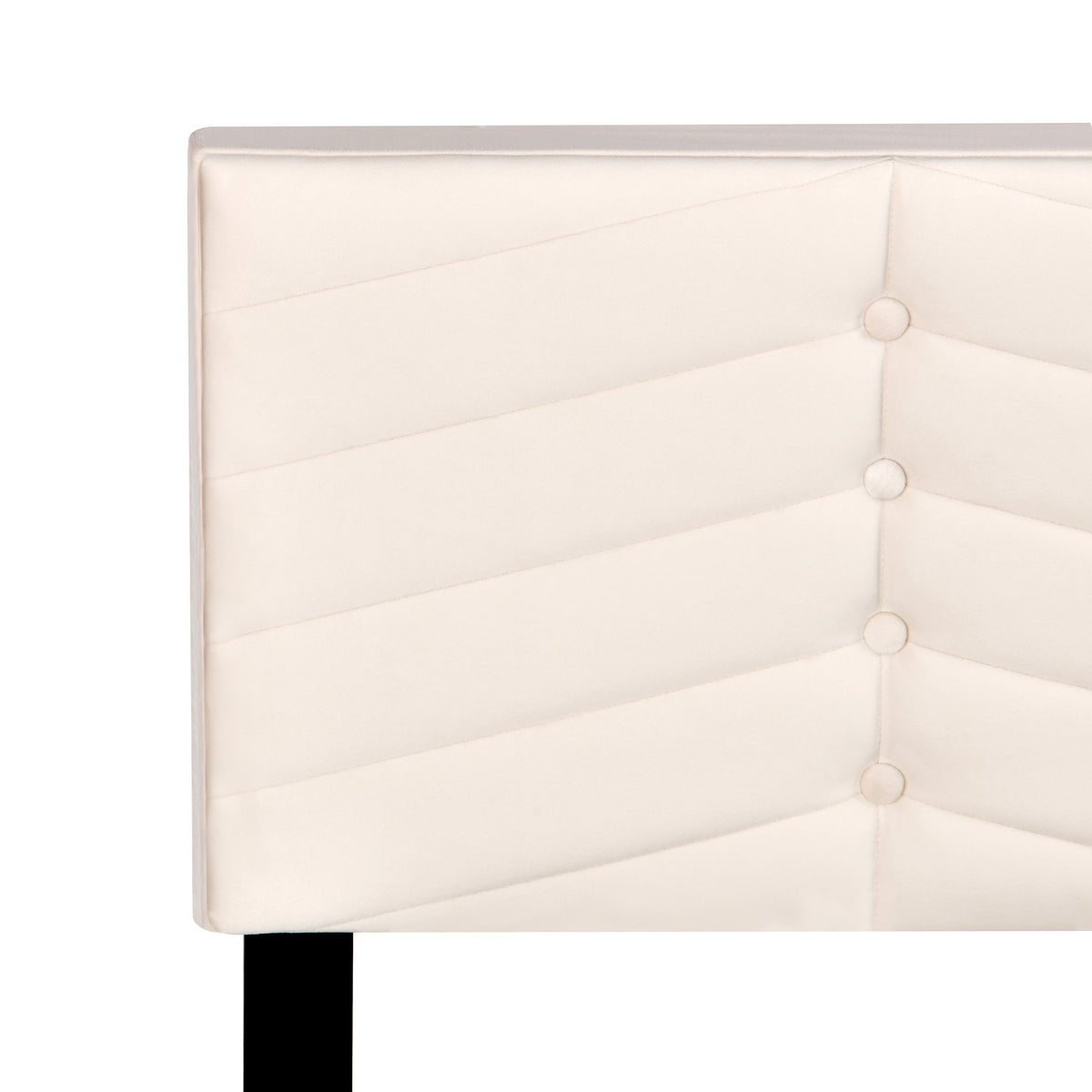 Upholstered Bed 140x190cm with Adjustable Headboard, Beige Velvet