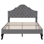 Upholstered Bed with Slatted Frame and Height-Adjustable Headboard, 140x200, Gray Velvet