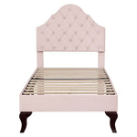 Upholstered Single Bed 90x200 Height-Adjustable Headboard Slatted Base Velvet Pink