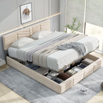 Upholstered Bed 140x190cm with Adjustable Headboard, Beige Velvet