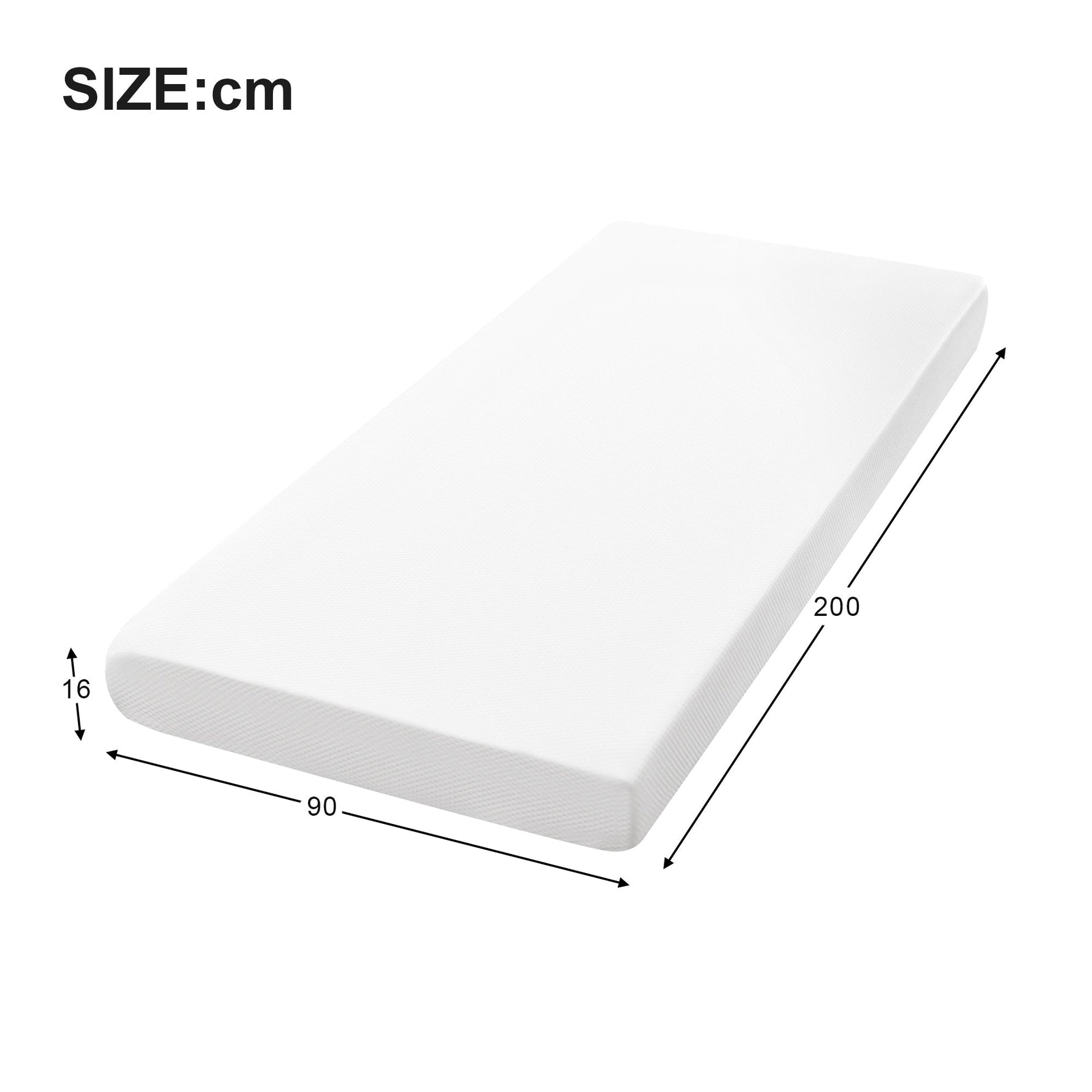 Mattress Comfortable Bedspread with Anti-slip Grips, Oeko-Tex Certified, Ergonomic, Breathable, Durable, Firmness H3, 90x200cm