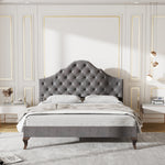 Upholstered Bed with Slatted Frame and Height-Adjustable Headboard, 140x200, Gray Velvet