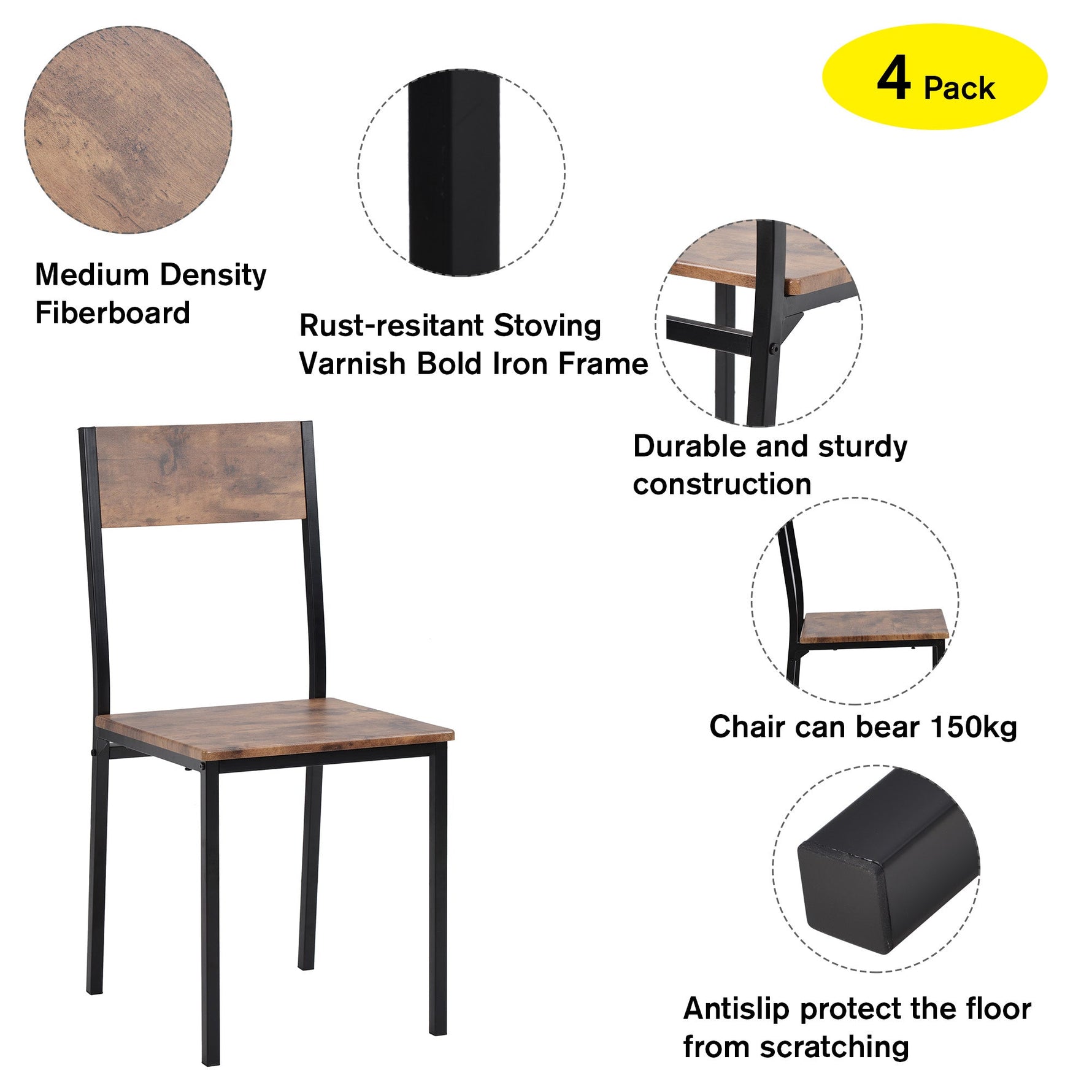 Dining Set Table with 2 Chairs Multi-Use - Vintage Brown