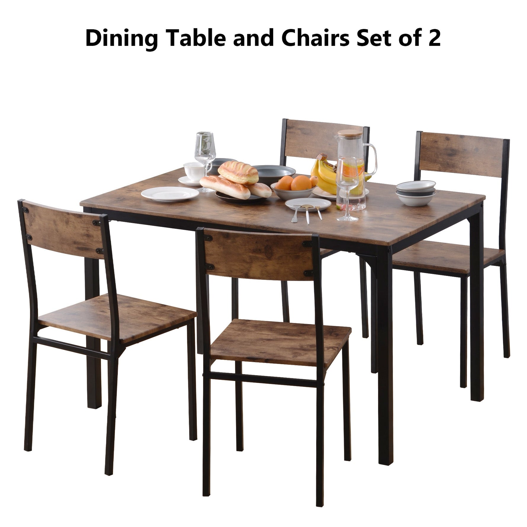 Dining Set Table with 4 Chairs Multi-Use - Vintage Brown