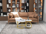 Set of 2 Round Coffee Tables, Modern Nesting Design with Metal Frame, White Gold Marble Look