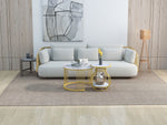 Set of 2 Round Coffee Tables, Modern Nesting Design with Metal Frame, White Gold Marble Look