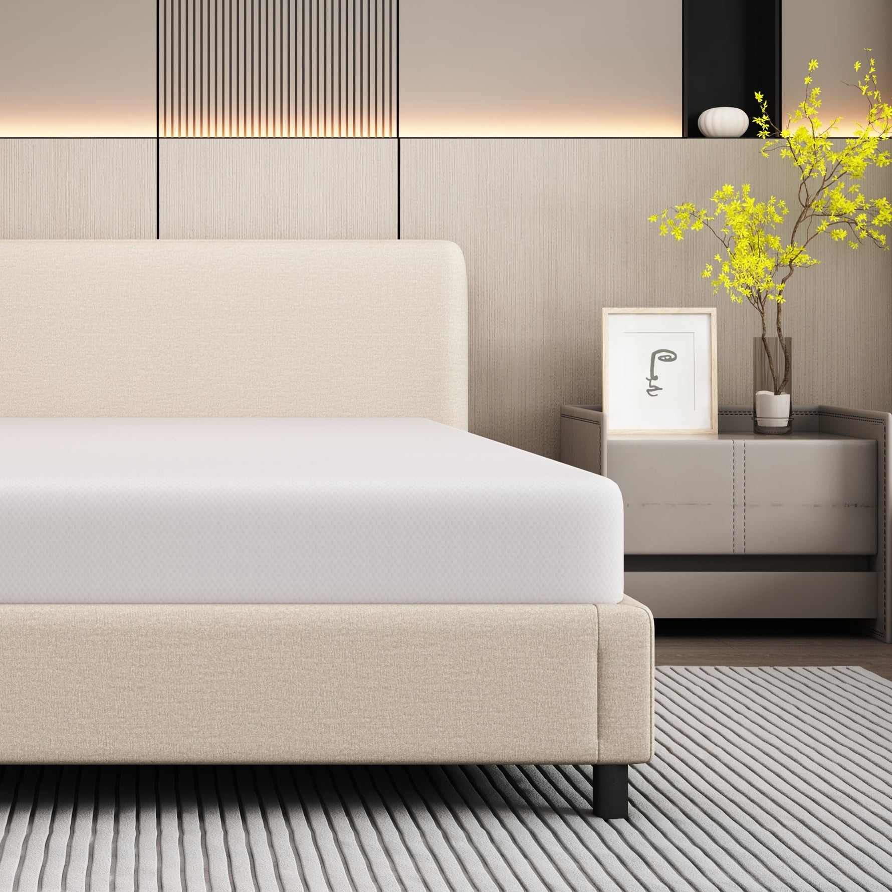 Mattress Comfortable Bedspread with Anti-slip Grips, Oeko-Tex Certified, Ergonomic, Breathable, Durable, Firmness H3, 90x200cm