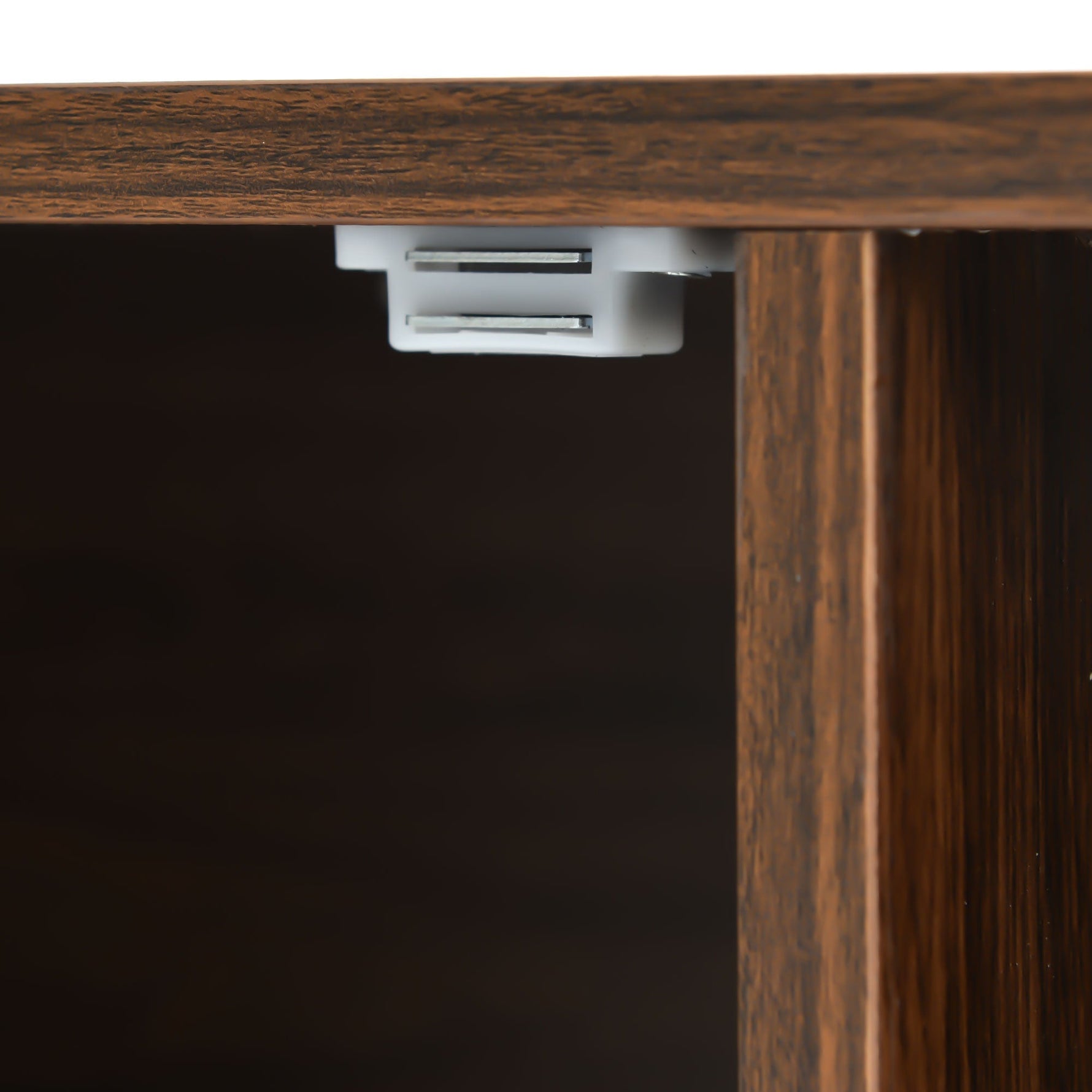 TV cabinet, two doors two compartments low panel, solid wood veneer with gold handles and iron feet