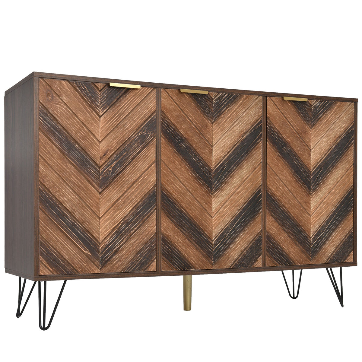 Sideboard, Three Doors, Solid Wood Veneer with Golden G
