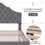 Upholstered Bed 90x200cm Adjustable Headboard Slatted Base - Velvet Grey