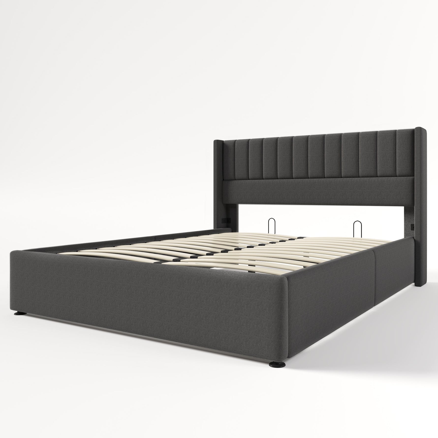 Storage Bed, Hydraulic Double 180x200cm, Linen Grey