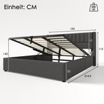 Storage Bed, Hydraulic Double 180x200cm, Linen Grey
