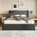 Storage Bed, Hydraulic Double Bed 160x200cm, Linen Grey