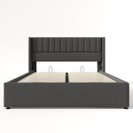 Storage Bed, Hydraulic Double Bed 160x200cm, Linen Grey