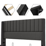 Storage Bed, Hydraulic Double 180x200cm, Linen Grey