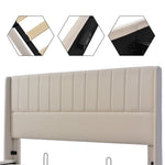 Storage Bed, Upholstered Hydraulic Double Bed 140x200cm, Linen Beige