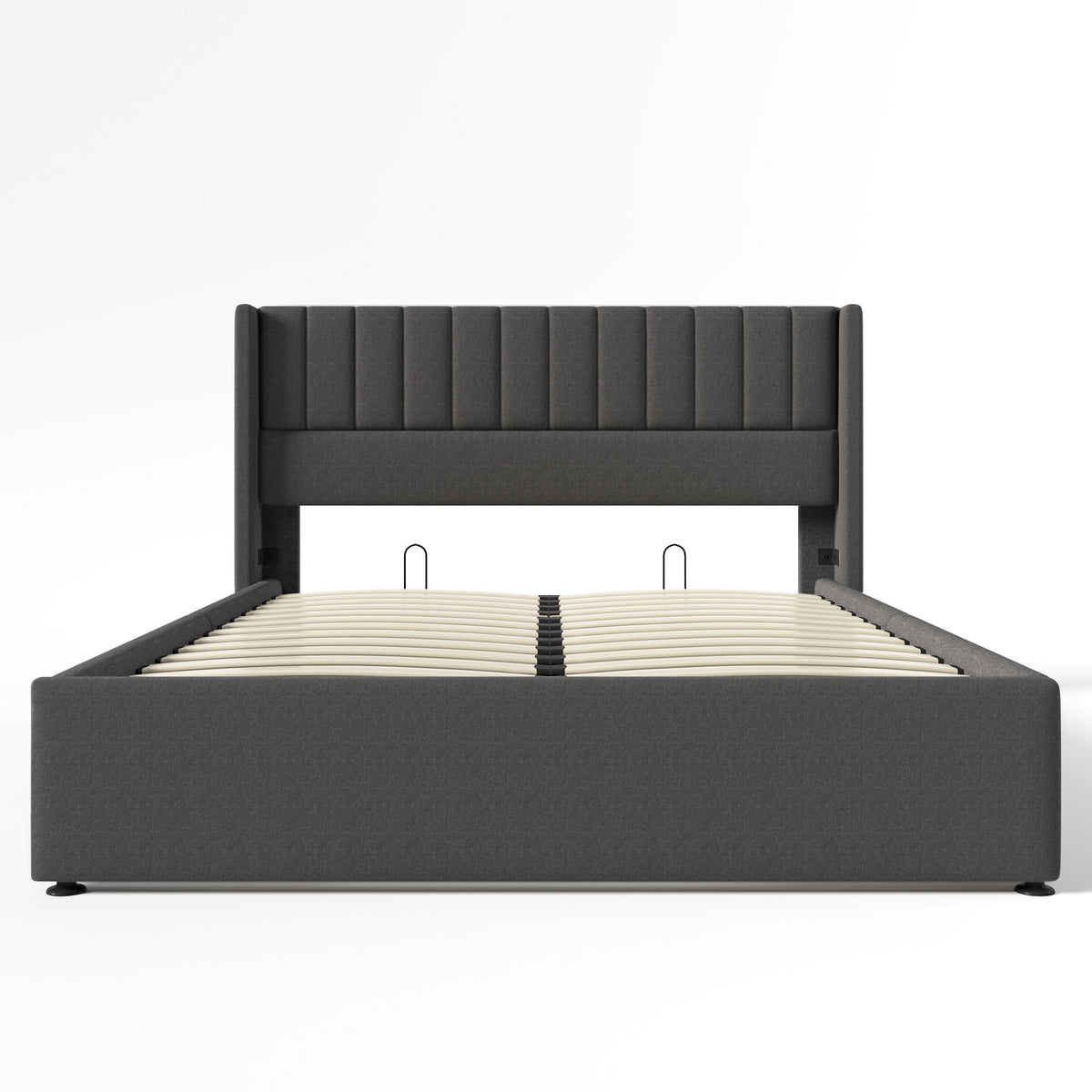 Storage Bed, Hydraulic Double 140x200cm, Upholstered Linen Grey