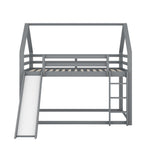 Bunk Bed 140x200cm House Bed Slide & Ladder - Grey