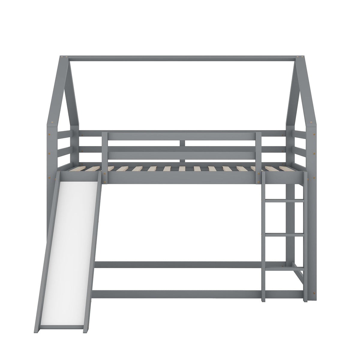 Bunk Bed 140x200cm House Bed Slide & Ladder - Grey
